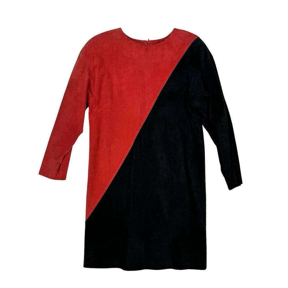 Bagatelle Sport Suede Leather Color Block Dress Black Red Size 8 US